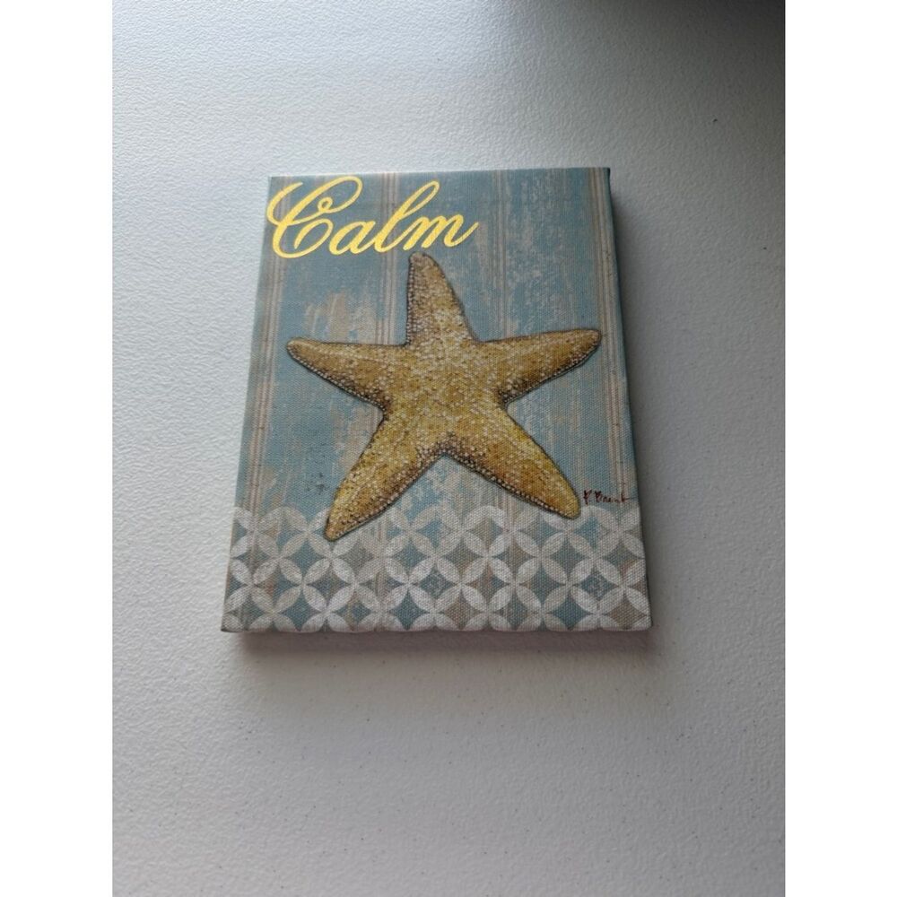 Starfish Canvas Wall Art - Blue and Yellow